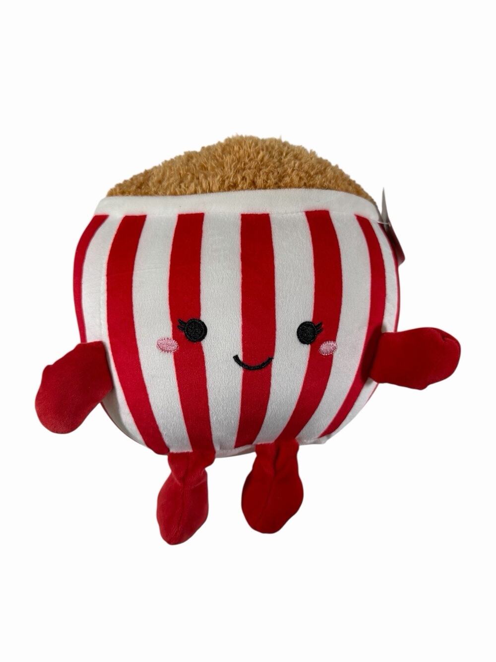 JOYWARD Popcorn Plush Stuffed Animal 7" Round Red White Stripe Movie Night Toy